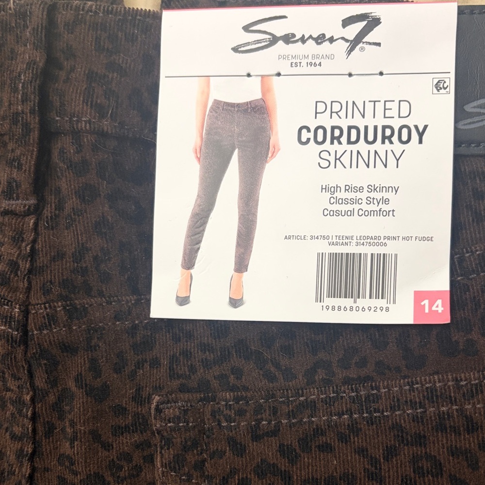 Seven7 Black Printed Corduroy Pants - Picture 2 of 11